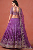Lovely Purple Zari Embroidered Georgette Lehenga Choli With Dupatta