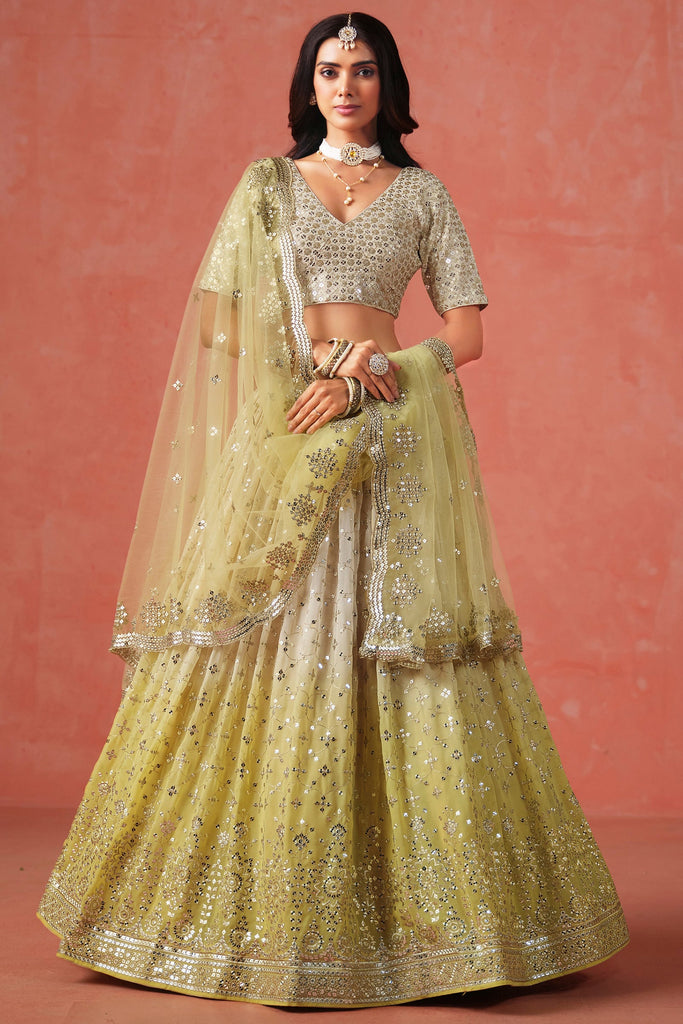 Wonderful Yellow Sequins Georgette Bridesmaid Lehenga Choli