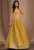 Alluring Yellow Sequins Georgette Haldi Wear Lehenga Choli