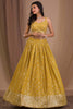 Alluring Yellow Sequins Georgette Haldi Wear Lehenga Choli