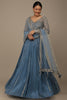 Fabulous Steel Blue Sequins Georgette Engagement Wear Lehenga Choli