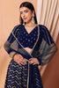 Stunning Navy Blue Embroidered Georgette Lehenga Choli With Dupatta