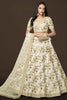 Endearing White Sequins Slub Silk Reception Wear Lehenga Choli