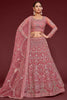 Adorable Rose Pink Embroidered Soft Net Engagement Wear Lehenga Choli