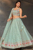 Ravishing Sky-Blue Sequins Georgette Engagement Wear Lehenga Choli