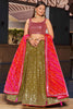 Tempting Olive Green Sequins Georgette Event Wear Lehenga Choli