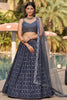 Tantalizing Grey Sequins Georgette Engagement Wear Lehenga Choli