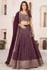 Awesome Wine Sequins Georgette Reception Wear Lehenga Choli