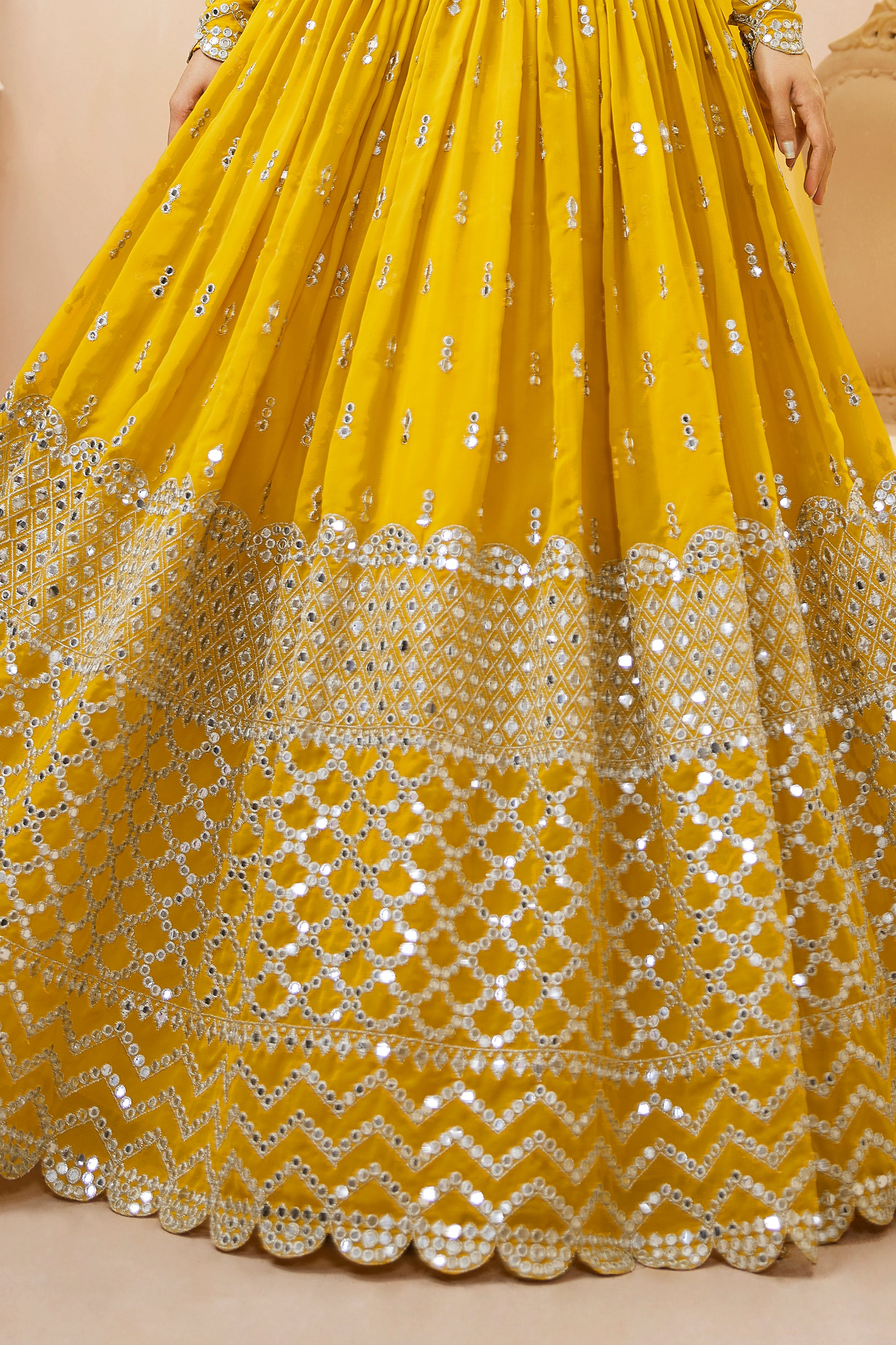 Yellow Embroidered Georgette Haldi Wear Lehenga Choli With Dupatta