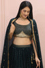 Astonishing Green Sequins Georgette Sangeet Wear Lehenga Choli