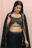 Astonishing Green Sequins Georgette Sangeet Wear Lehenga Choli