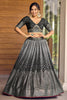 Attractive Black Sequins Chinon Reception Wear Lehenga Choli