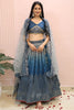 Awesome Blue Sequins Chinon Reception Wear Lehenga Choli