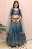 Awesome Blue Sequins Chinon Reception Wear Lehenga Choli