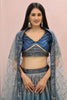 Awesome Blue Sequins Chinon Reception Wear Lehenga Choli