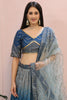Awesome Blue Sequins Chinon Reception Wear Lehenga Choli