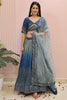 Awesome Blue Sequins Chinon Reception Wear Lehenga Choli