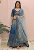 Awesome Blue Sequins Chinon Reception Wear Lehenga Choli