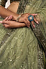 Amazing Green Sequins Chinon Mehendi Wear Lehenga Choli