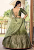 Amazing Green Sequins Chinon Mehendi Wear Lehenga Choli