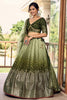 Amazing Green Sequins Chinon Mehendi Wear Lehenga Choli