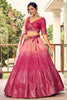 Majestic Pink Sequins Chinon Wedding Lehenga Choli With Dupatta