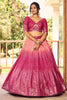 Majestic Pink Sequins Chinon Wedding Lehenga Choli With Dupatta