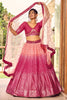 Majestic Pink Sequins Chinon Wedding Lehenga Choli With Dupatta