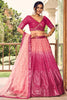 Majestic Pink Sequins Chinon Wedding Lehenga Choli With Dupatta