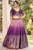 Outstanding Purple Sequins Chinon Festival Wear Lehenga Choli