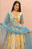 Outstanding White & Blue Shibori Printed Chinon Lehenga Choli