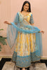 Outstanding White & Blue Shibori Printed Chinon Lehenga Choli
