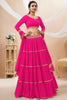 Fascinating Pink Leheriya Printed Georgette Festival Wear Lehenga Choli