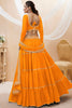 Adorable Yellow Leheriya Printed Georgette Haldi Wear Lehenga Choli