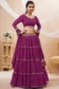 Dazzling Purple Leheriya Printed Georgette Lehenga Choli With Dupatta