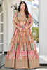 Amazing Beige Digital Printed Chinon Lehenga Choli With Dupatta