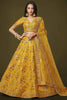 Beautiful Yellow Sequins Slub Silk Haldi Wear Lehenga Choli