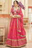 Attractive Pink Floral Printed Organza Wedding Wear Lehenga Choli