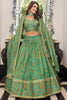 Alluring Green Floral Printed Organza Mehendi Wear Lehenga Choli