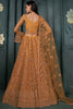 Alluring Orange Embroidered Net Bridesmaid Lehenga Choli With Dupatta
