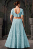 Beautiful Sky-Blue Zarkan Net Bridesmaid Lehenga Choli With Dupatta