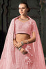 Stunning Light-Pink Zarkan Net Engagement Lehenga Choli With Dupatta