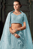 Beautiful Sky-Blue Zarkan Net Bridesmaid Lehenga Choli With Dupatta