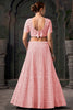 Stunning Light-Pink Zarkan Net Engagement Lehenga Choli With Dupatta