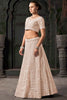 Surprising Cream Zarkan Net Bridesmaid Lehenga Choli With Dupatta