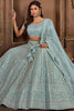 Wonderful Sky-Blue Embroidered Net Bridesmaid Lehenga Choli