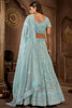 Wonderful Sky-Blue Embroidered Net Bridesmaid Lehenga Choli