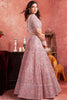 Surprising Dusty Pink Mirror Work Net Bridal Wear Lehenga Choli