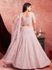 Dazzling Baby Pink Sequins Work Net Bridal Wear Lehenga Choli