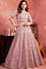 Surprising Dusty Pink Mirror Work Net Bridal Wear Lehenga Choli